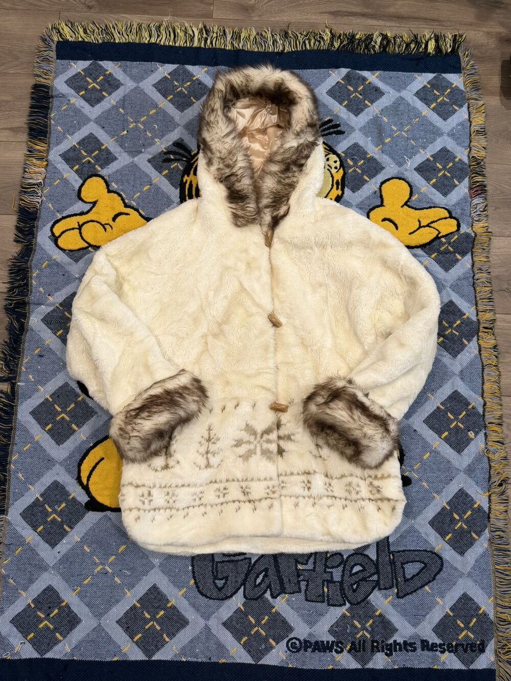 Vintage Coldwater Creek Faux Fur Hooded Jacket